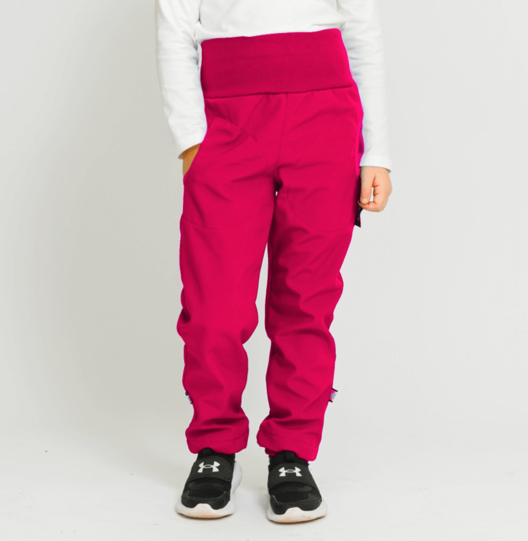 SOFTSHELLOVÉ KALHOTY FLEECE růžová NOVÝ STŘIH - 10.000 mm vodní sloupec, vel.134-140